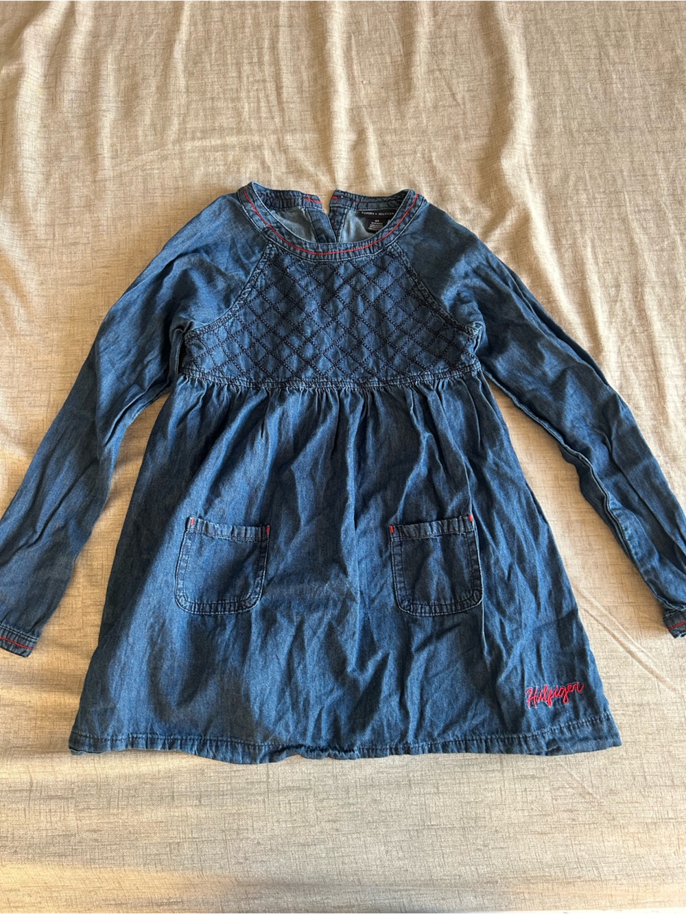 Tommy Hilfiger Blue Denim Top with Red Contrast Stitching